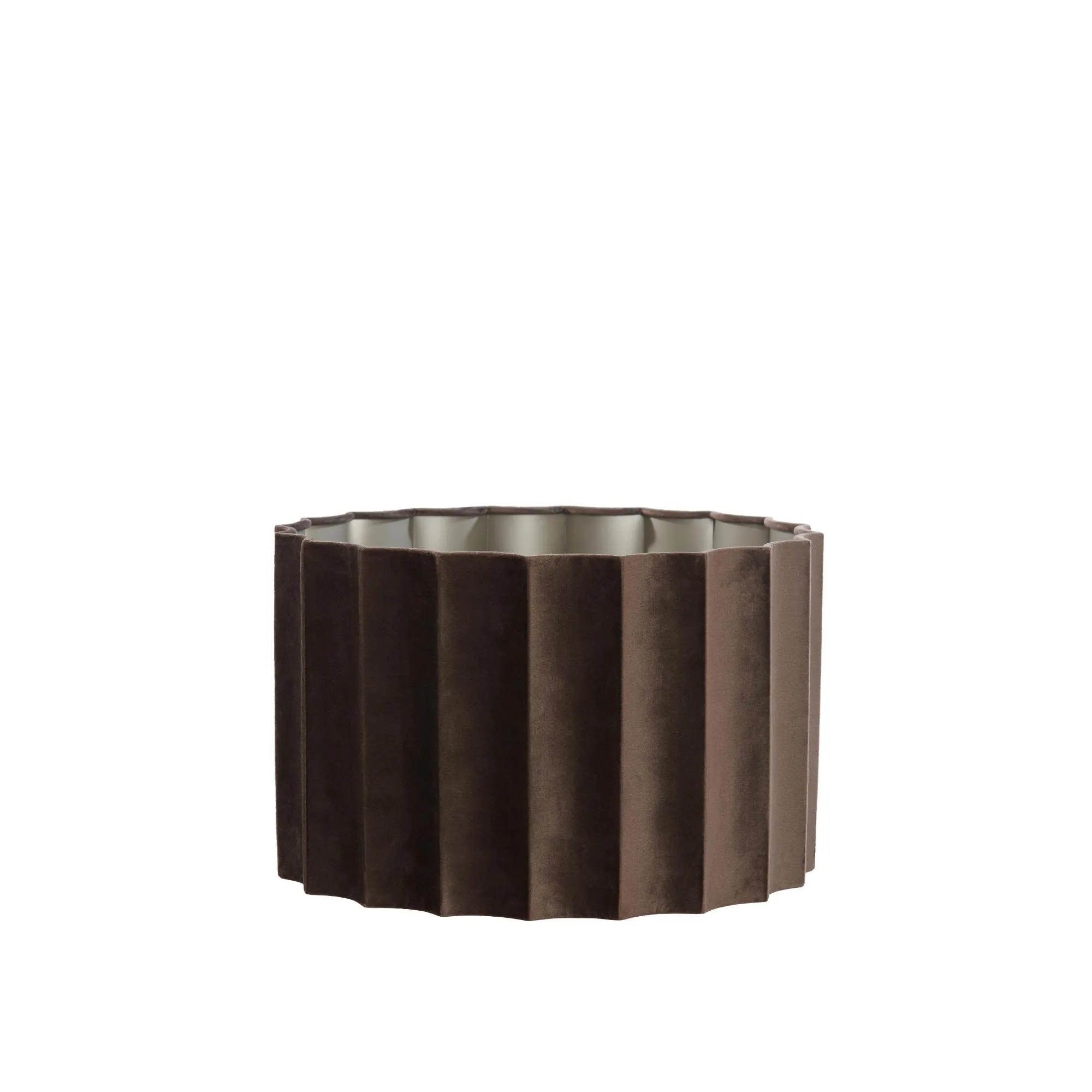 Abat-jour cylindrique en velours plissé marron foncé Light & Living Disli