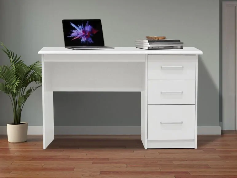Bureau MATEI 120 cm 3 tiroirs blanc