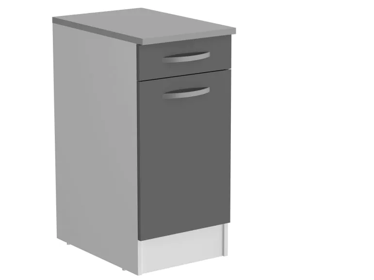 Meuble bas ECOTIC 1 porte 1 tiroir gris brillant