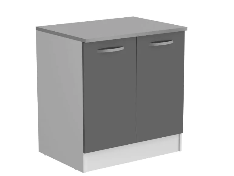 Meuble sous-évier ECOTIC 2 portes gris brillant