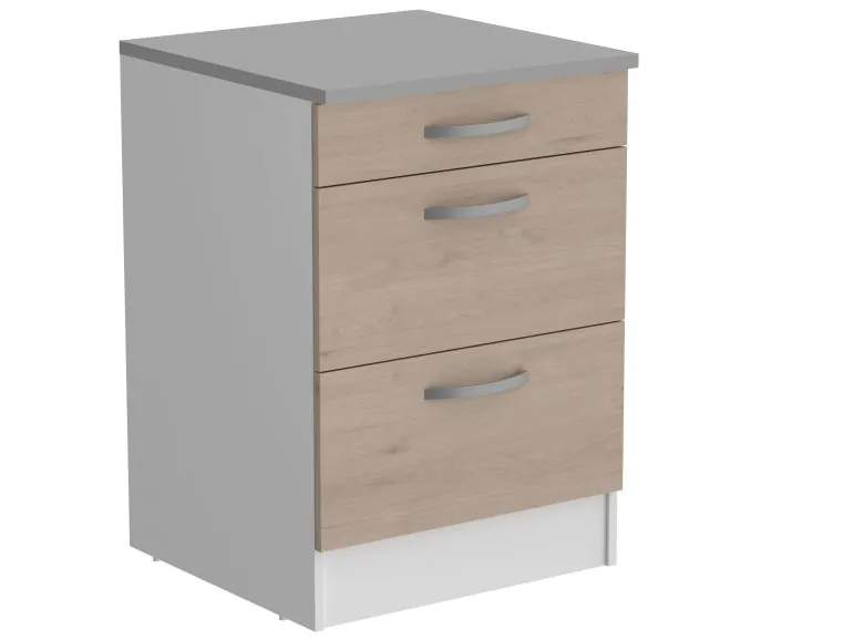 Meuble bas ECOTIC 3 tiroirs chêne jackson