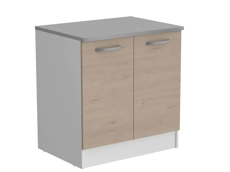 Meuble sous-évier ECOTIC 2 portes blanc/chêne jackson