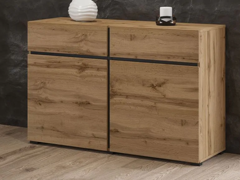 Commode CROSSAIR 2 portes 2 tiroirs chêne wotan