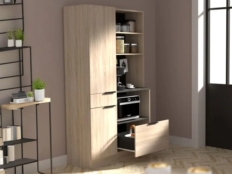 Meuble de cuisine FURIANI 2 portes 2 tiroirs chêne