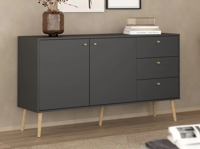 Buffet/bahut BOAVISTA 2 portes 3 tiroirs gris