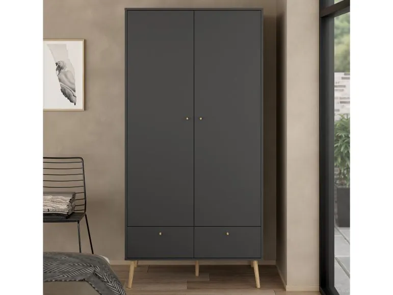 Armoire BOAVISTA 2 portes 2 tiroirs gris