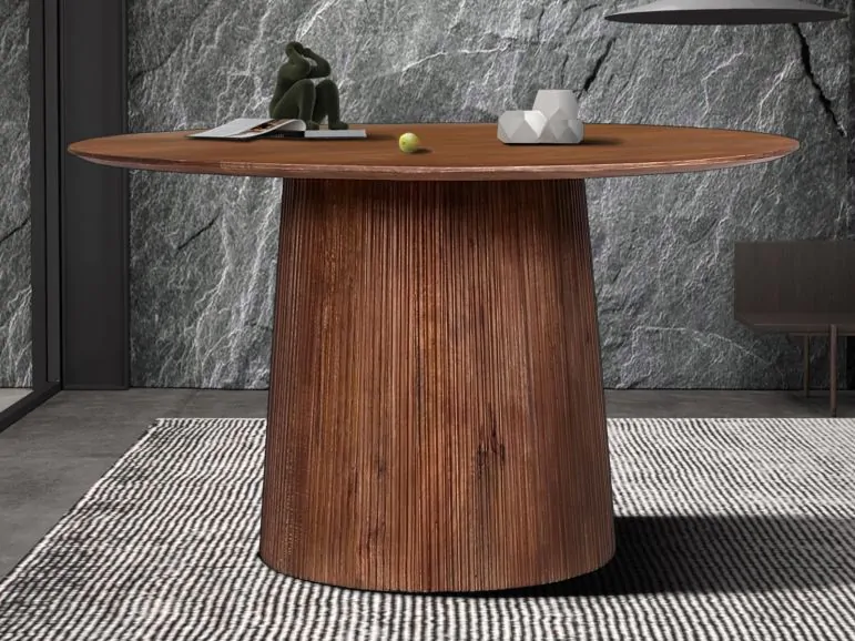 Table repas ronde MIGADON 130 cm brun foncé