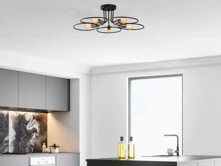 Plafonnier BECKENHAM 5 lampes noir