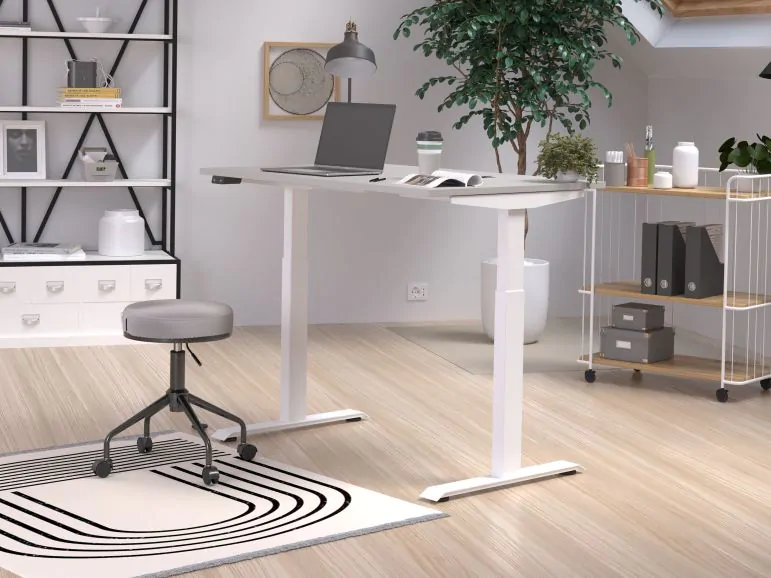 Bureau à hauteur variable électrique JETLAG 120 cm cachemire/blanc