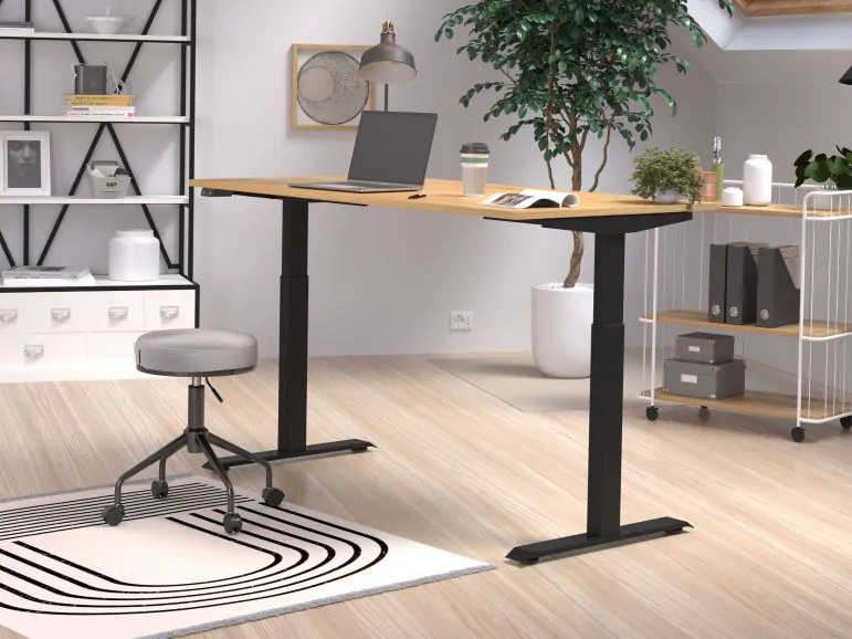 Bureau à hauteur variable électrique JETLAG 160 cm chêne navarra/noir