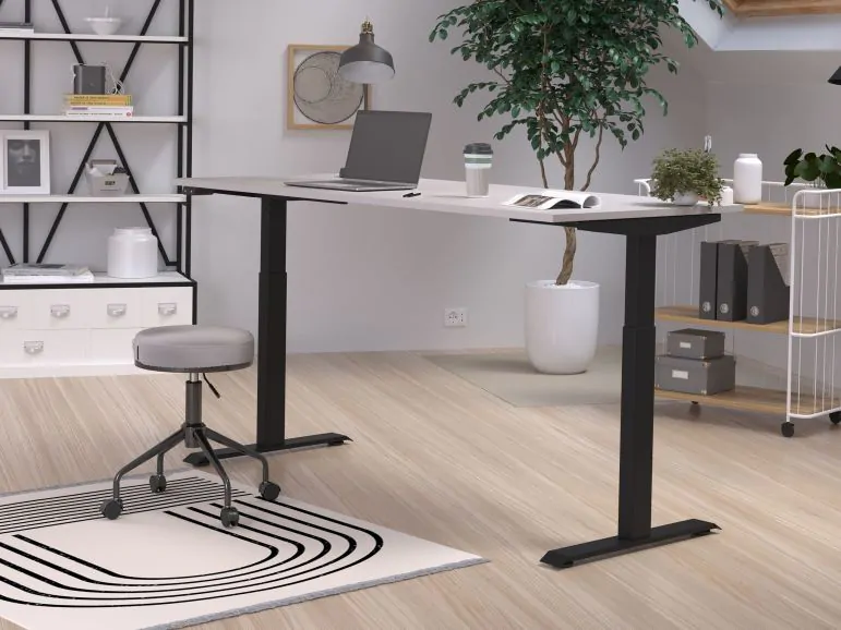 Bureau à hauteur variable électrique JETLAG 180 cm cachemire/noir