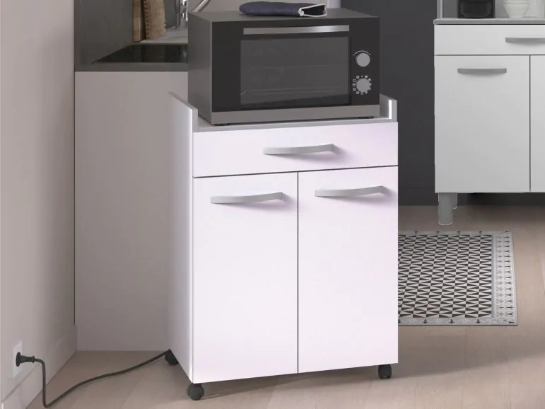 Desserte IZA 2 portes 1 tiroir blanc