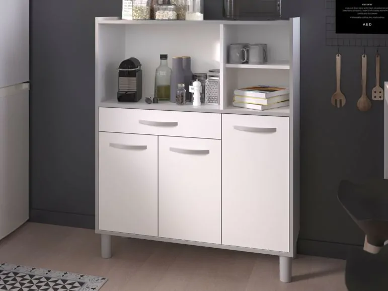 Armoire de cuisine IZA 3 portes et 1 tiroir blanc