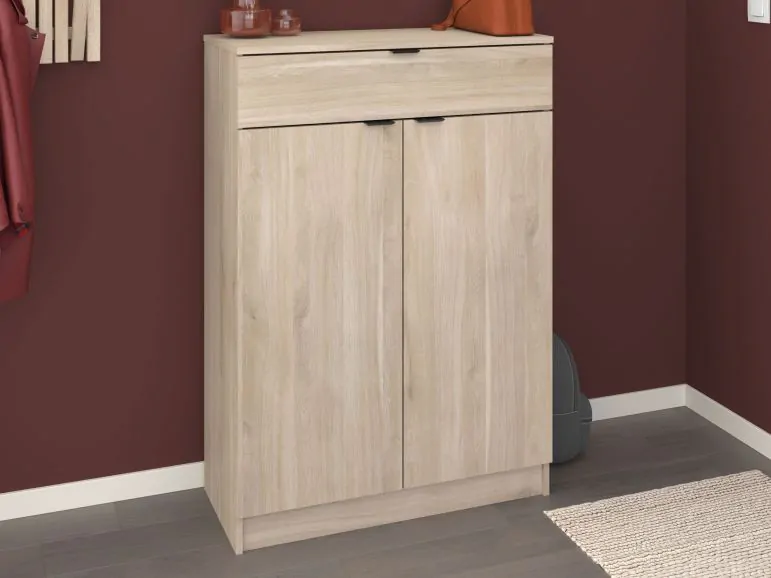 Meuble à chaussures KANSAI 2 portes 1 tiroir chêne japonais