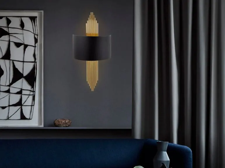 Applique murale MELCHIOR 1 lampe noir/or