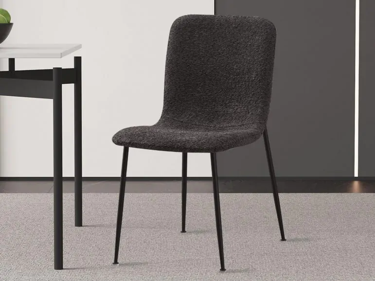 Chaise ALIBABA tissu bouclé gris foncé