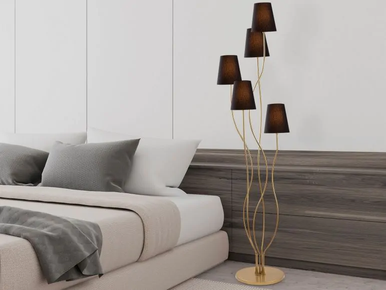 Lampadaire BONOBO 5 lampes noir/or