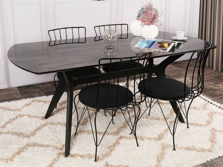 Table repas ovale ARIA 180 cm noir