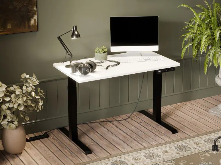 Bureau à hauteur variable électrique NOMALAND 120 cm blanc/noir