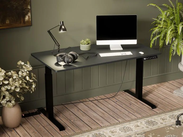 Bureau à hauteur variable électrique NOMALAND 150 cm anthracite/noir