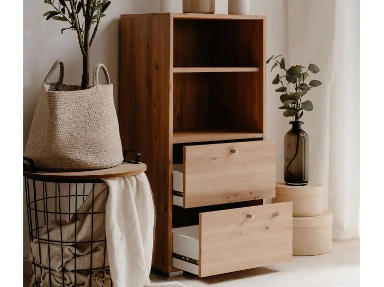 Armoire de bureau FINNET 2 tiroirs chêne artisan