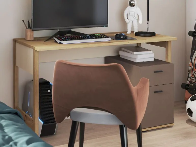 Bureau LENAXO 2 tiroirs cachemire