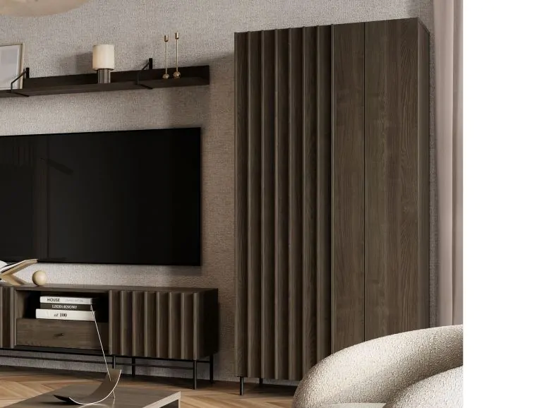 Armoire PELOSA 2 portes frêne portland/noir