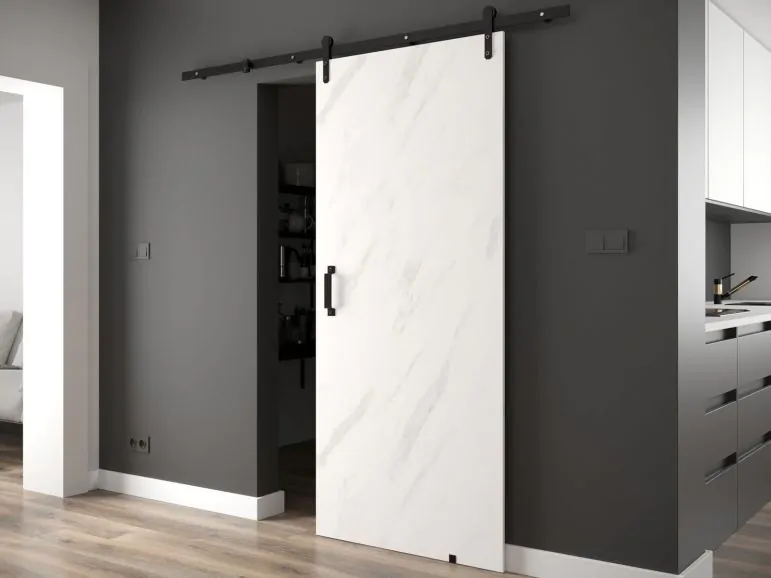 Porte coulissante PIXAL marbre blanc