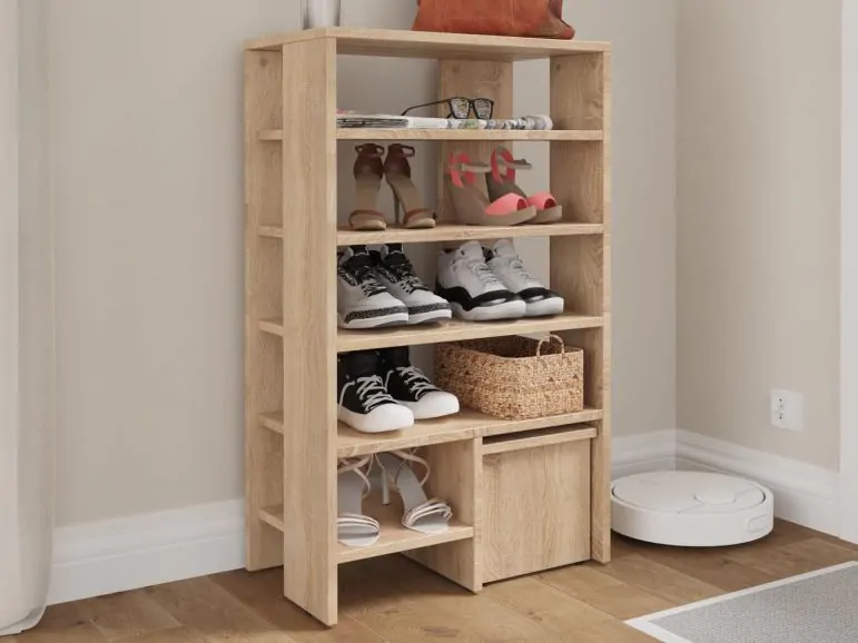 Rangement chaussures RUBINO 5 étagères sonoma avec banc