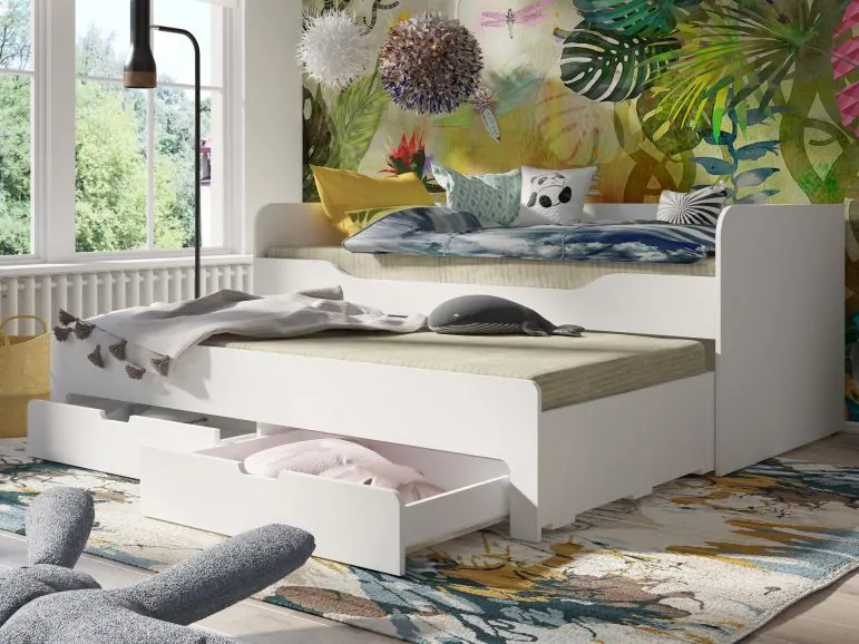 Lit enfant RICOLA 90x200 cm blanc alpin avec tiroir