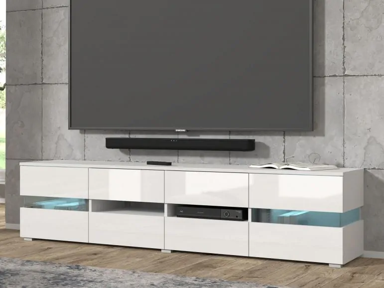 Meuble tv-hifi VIPO 6 portes blanc/blanc brillant