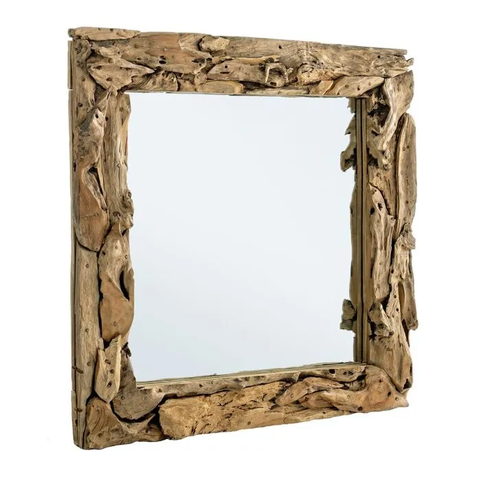 Miroir carré en racine de teck 100% écologique