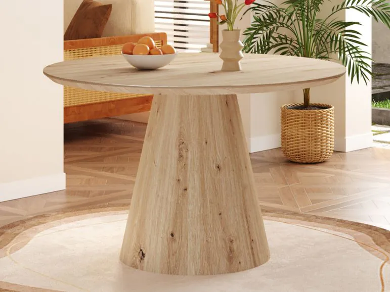Table repas ronde TIZIANO 120 cm chêne vieilli