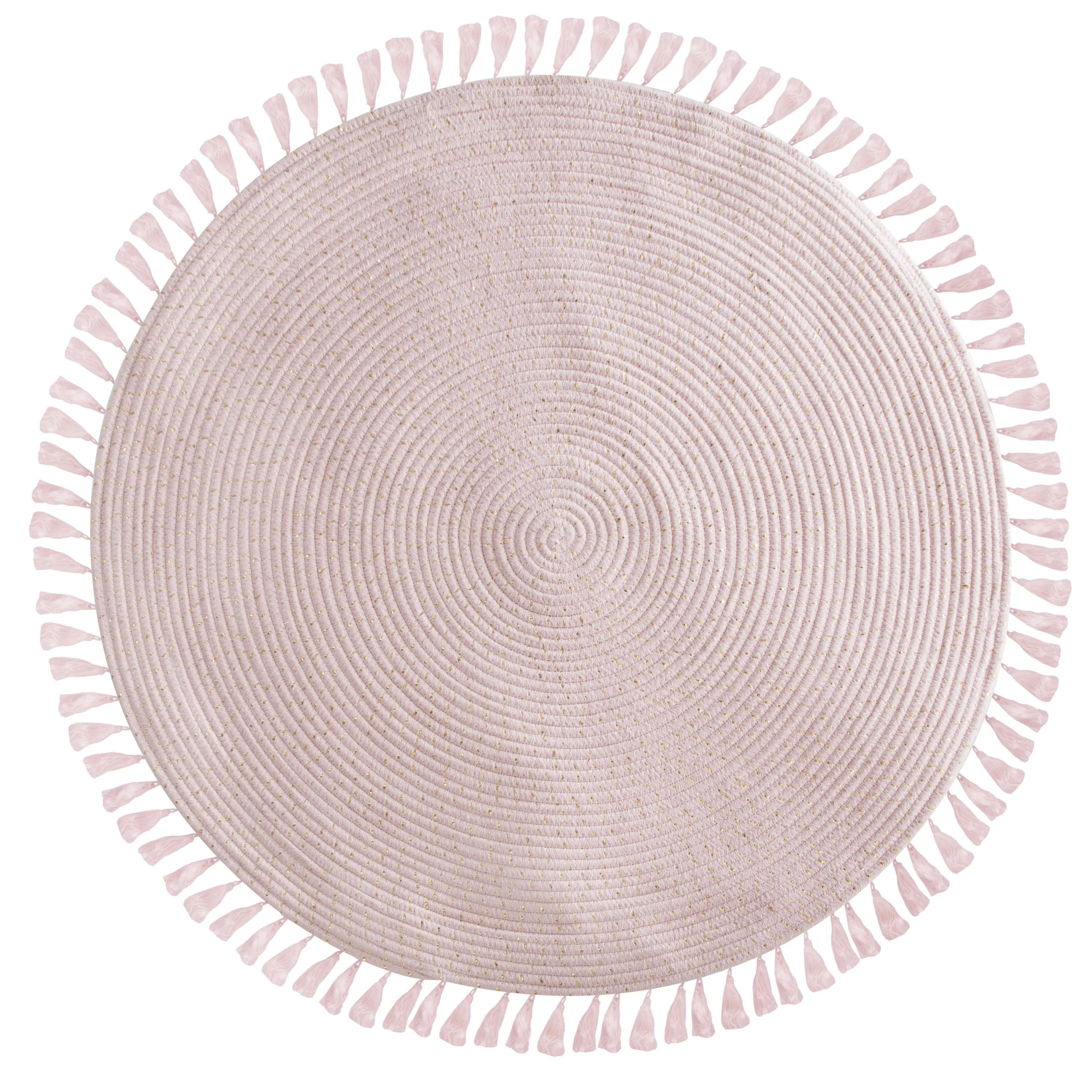 TAPIS ROSE LUREX FRANGES D.90CM