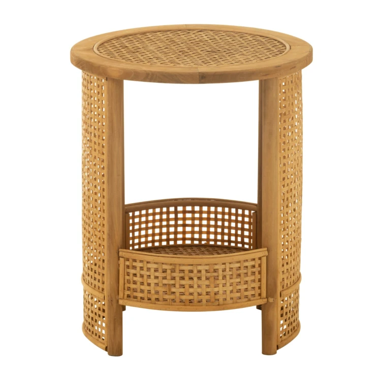 Table basse salon rotin à double plateaux