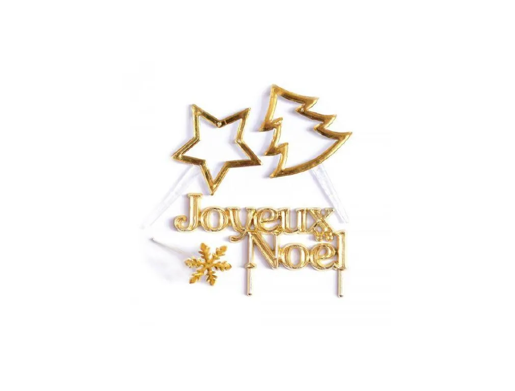 TOPPER BUCHE PLASTIQUE DORE