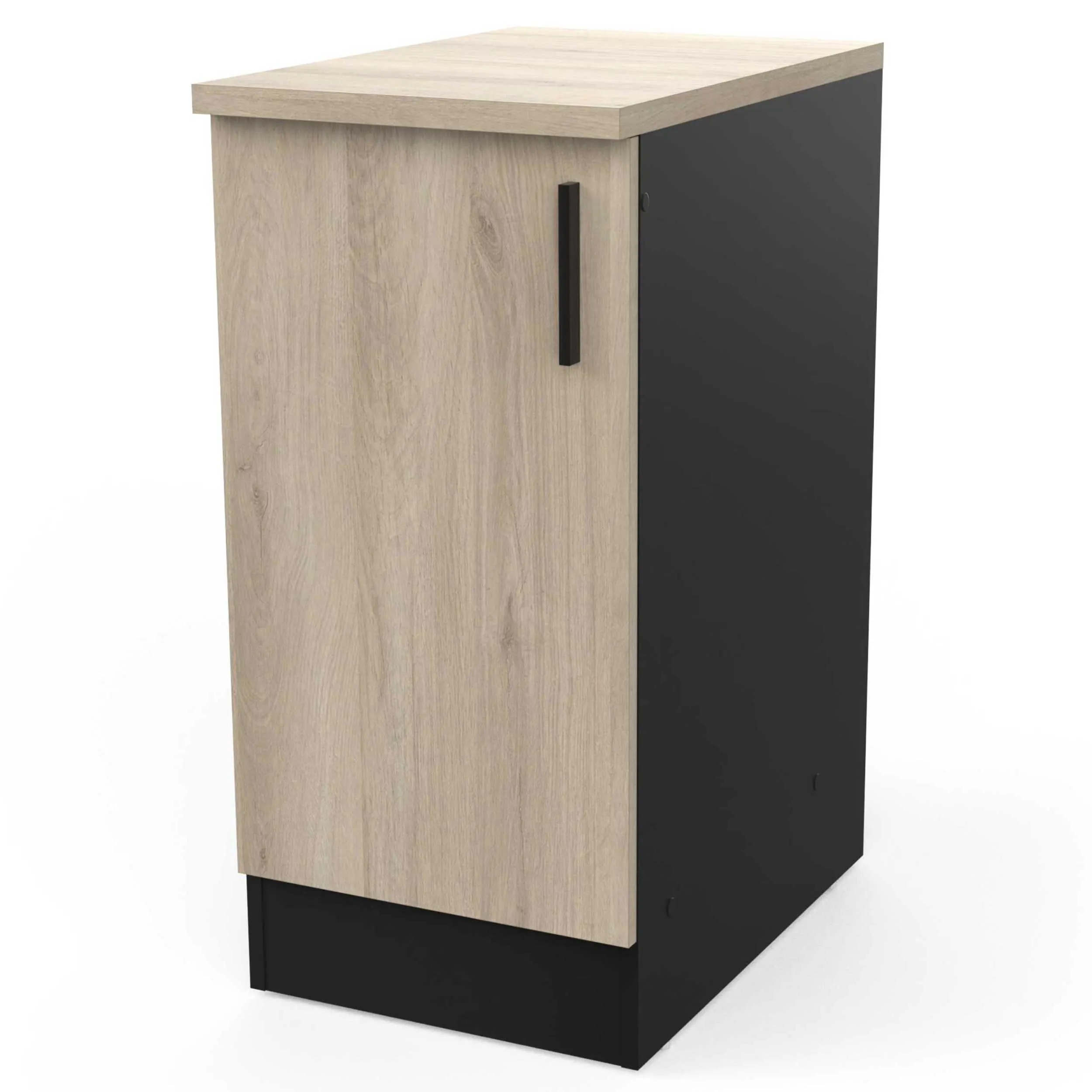 Meuble bas Romanie 40 cm 1 porte tournante et 1 étagère-chêne Kronberg/noir mat