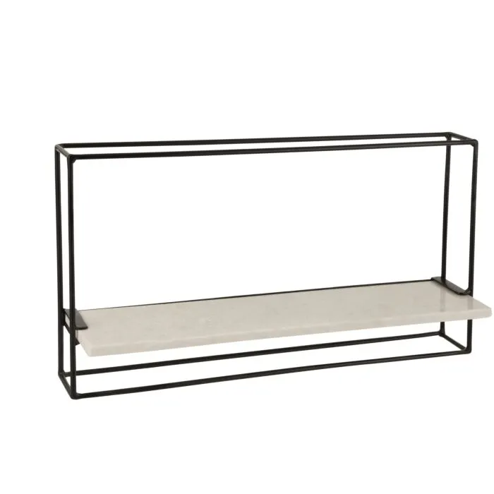 Zoméra, étagère murale, fer et marbre noir/blanc