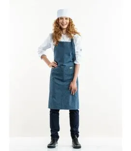 Tablier à bavette recyclé bleu Taille unique Amar Blue Melee Chaud Devant