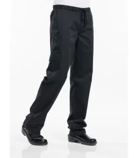 Pantalon de cuisinier noir XS Baggy Chaud Devant