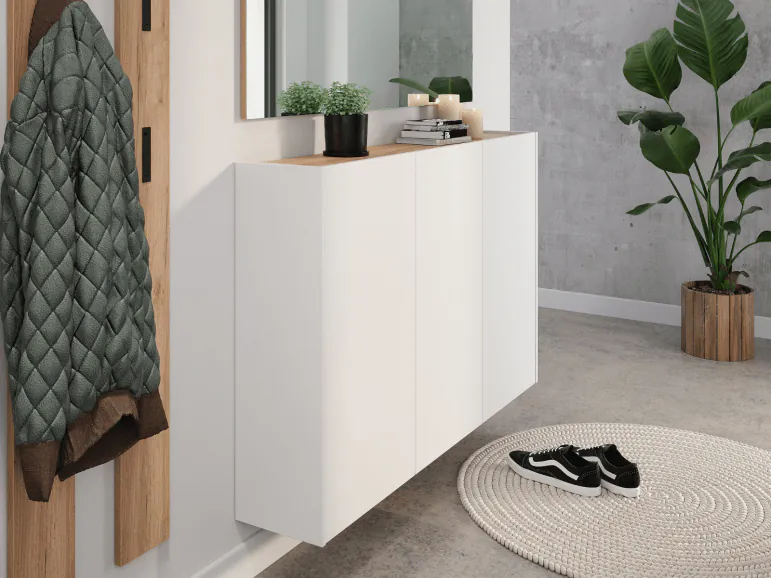 Armoire à chaussures LIBBONA 3 portes blanc/chêne navarra