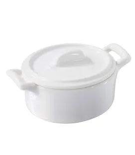 Cocotte avec couvercle ovale blanc porcelaine culinaire 7,5 cm Belle Cuisine Revol
