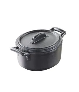 Cocotte avec couvercle ovale noir porcelaine culinaire 13,5x12,2 cm Belle Cuisine Revol