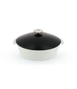Cocotte avec induction ovale noir porcelaine culinaire 32,5x26,5 cm Revolution 2 Revol