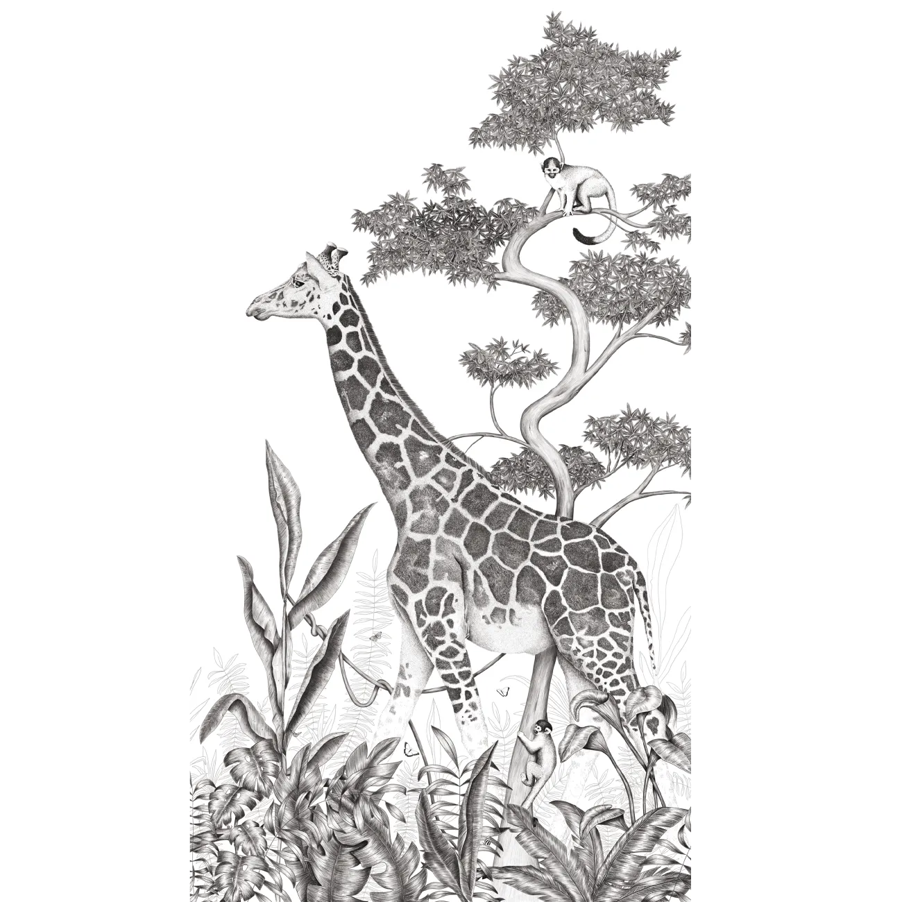 Papier peint panoramique L BLACK JUNGLE GIRAFE 150 x 270 cm - 4MURS