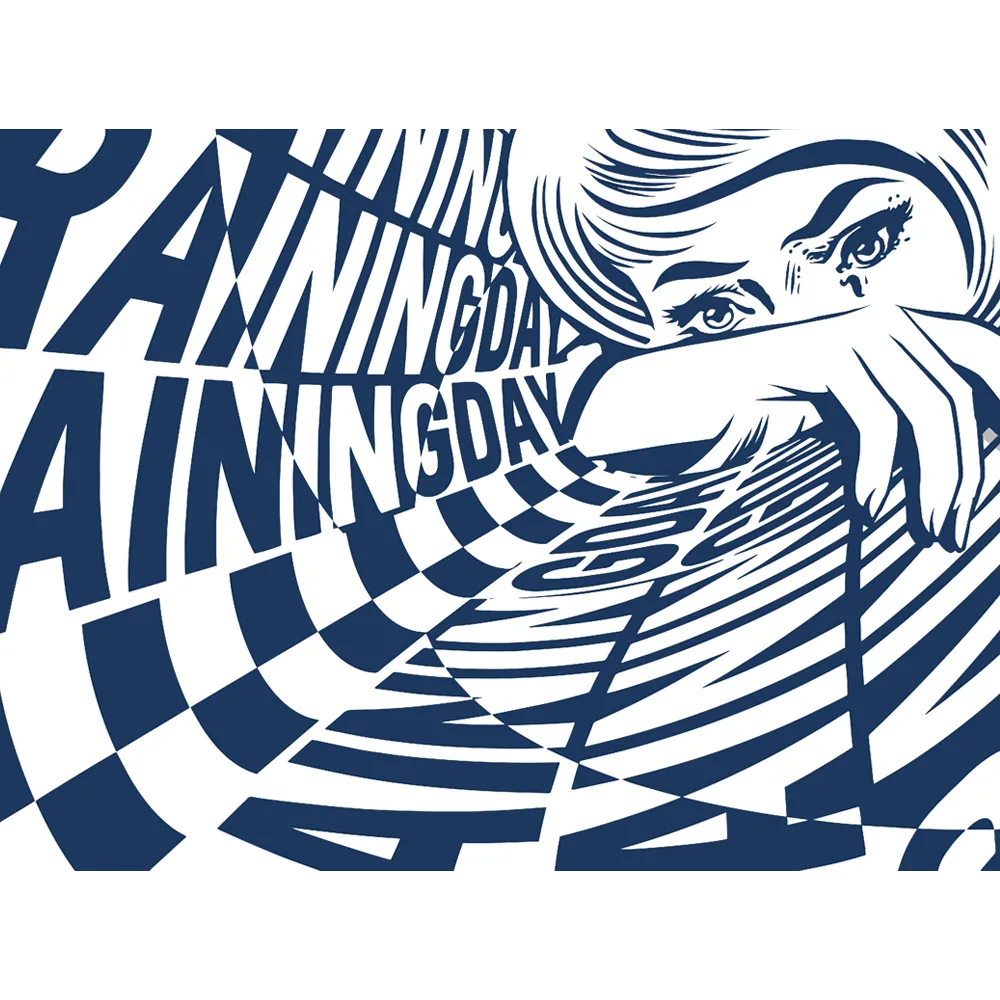 Papier peint panoramique XL RAINING DAY X NAIRONE 360 x 270 cm bleu jean