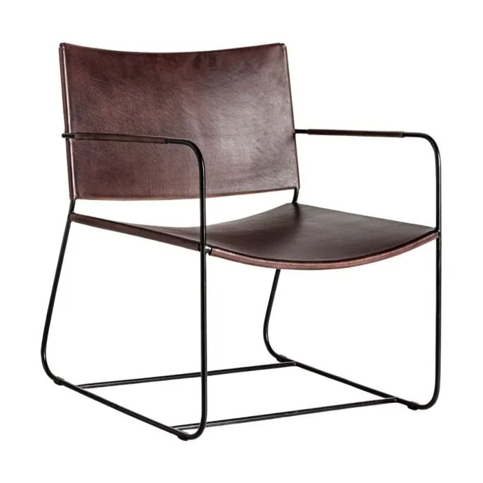 Zell, fauteuil vintage, acier et cuir