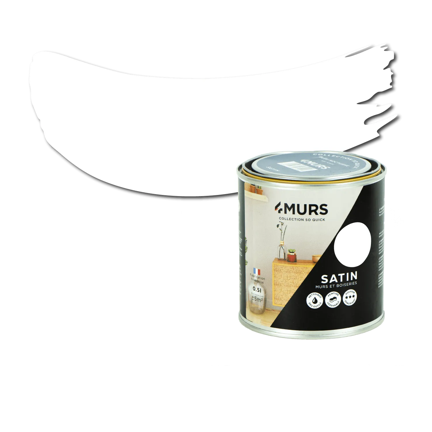 So Quick Peinture Peinture blanc Satiné 0,5 L - 4MURS