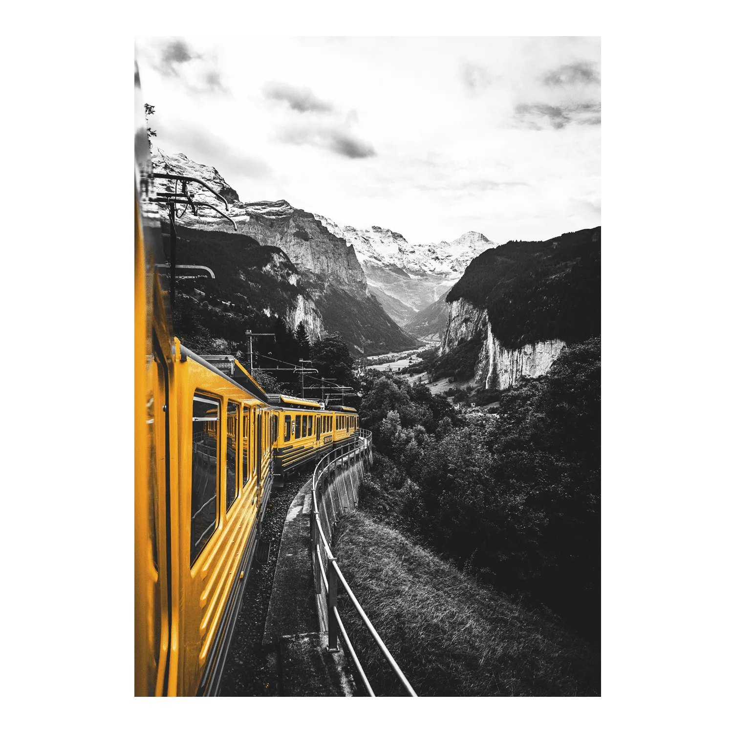 Tableau en verre YELLOW TRAIN coloris noir et jaune - 4MURS