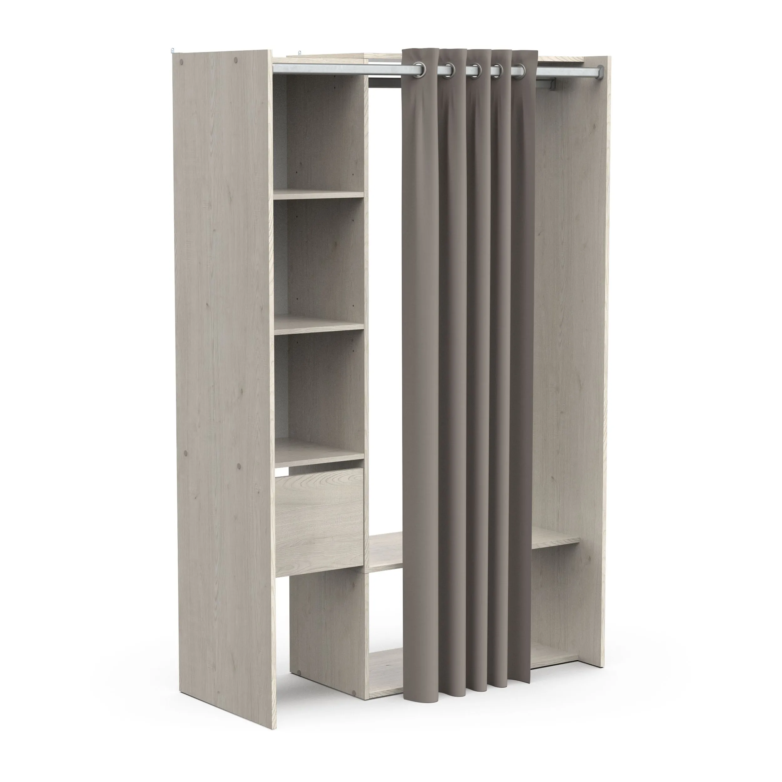 Vestiaire Flower | Avec rideau | 119,1 x 49,9 x 183 cm | Gris